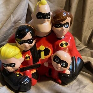 Disney The Incredibles Family Ceramic Piggy bank- Red, Black, Yellow